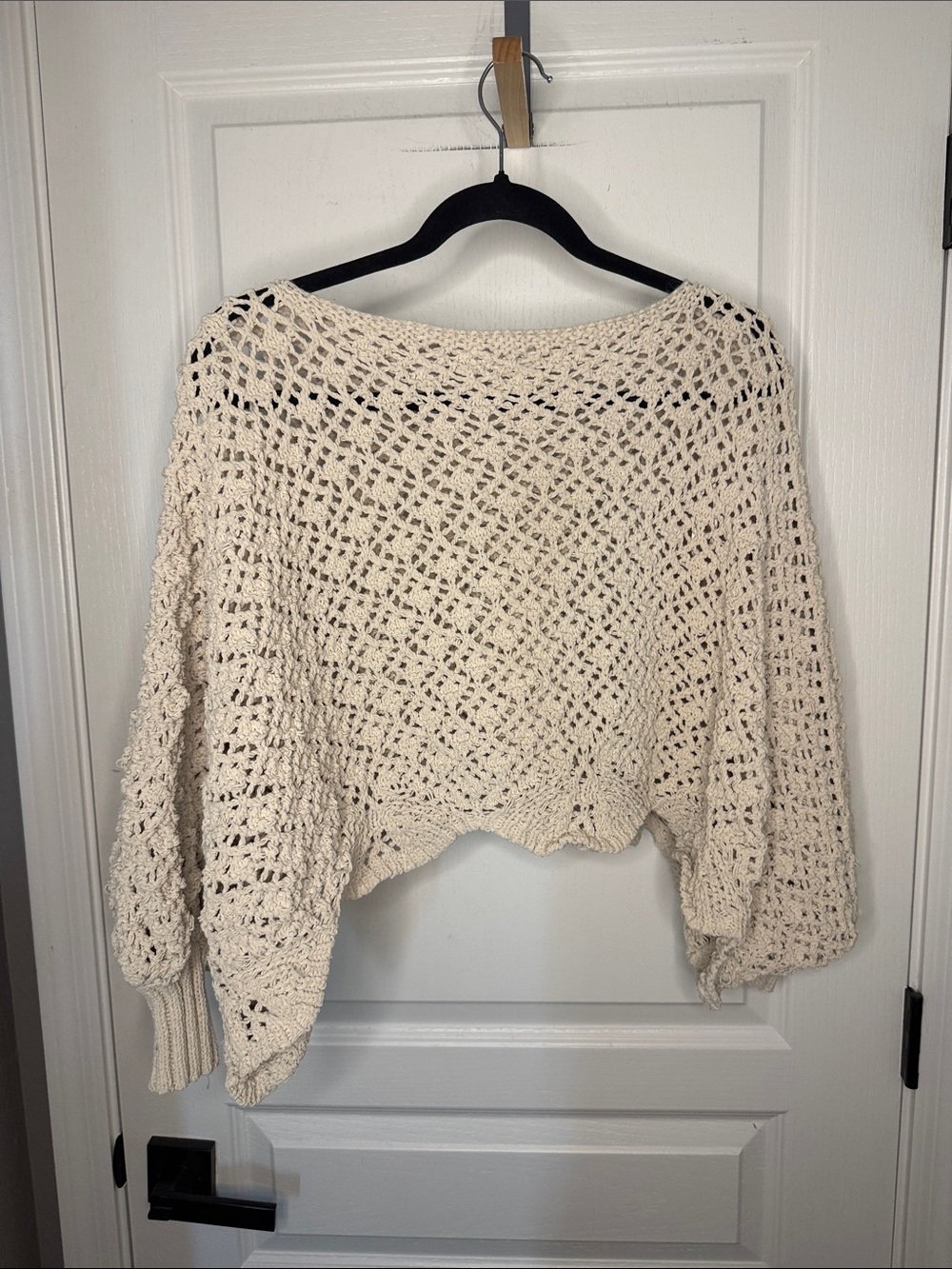 Jessica Simpson Cream Crochet Openwork Cropped Cardigan Shrug